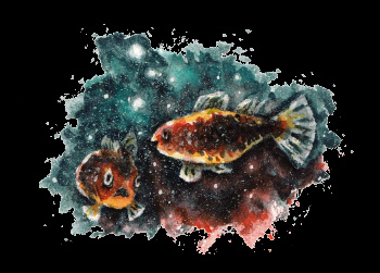 kleine fische bild auf aquarellpapier von sockenzombie - künstlermaterial