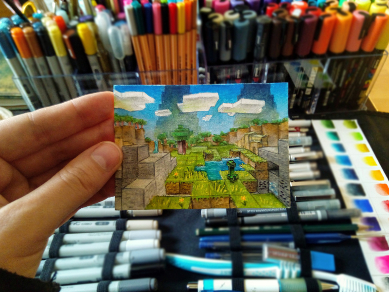 minecraft landschaft von sockenzombie gezeichnet - miniaturlandschaft