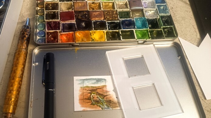 Landschaft bricht aus dem Bild aus - Inchie Art inchie miniaturbild zeichnen