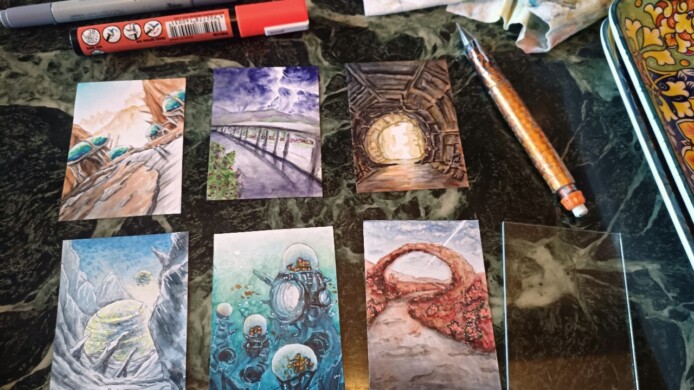 Fast fertig. kakaokarten auf steinpapier von sockenzombie